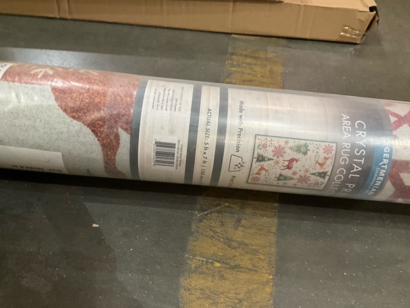 Condition photo showing As Is for gertmenian crystal print rudolph modern animal print reindeer runner or area rug, multi