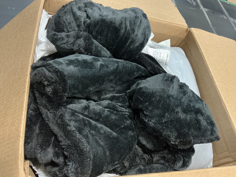 Condition photo showing As Is for Bedsure GentleSoft Fluffy Black King Size Blanket for Bed, Thick Soft Sherpa Faux Fur Fleece Bedding Fuzzy Plush Winter Warm Heavy Oversize Large King Blanket, Cozy Black Gifts for Men Women, 108x90 07- Black King (108" x 90")