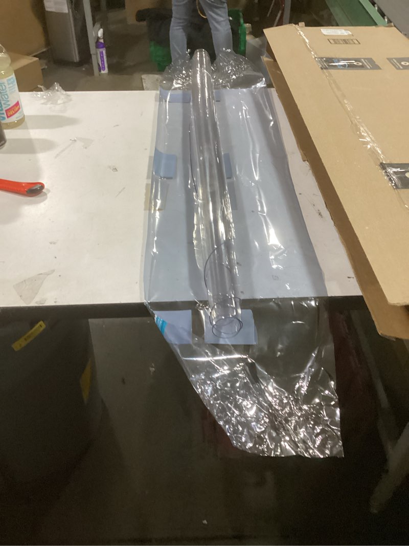 Condition photo showing As Is for 38 Inch Dia Round Clear Furniture Table Protector 1.5mm Thick Clear Plastic Tablecloth Wipeable Water Resistant Tabletop Cover PVC Vinyl Circle Coffee Dining Upgraded Version Tabletop Protective Pad 36.2" (Round) Round Clear 1.5mm