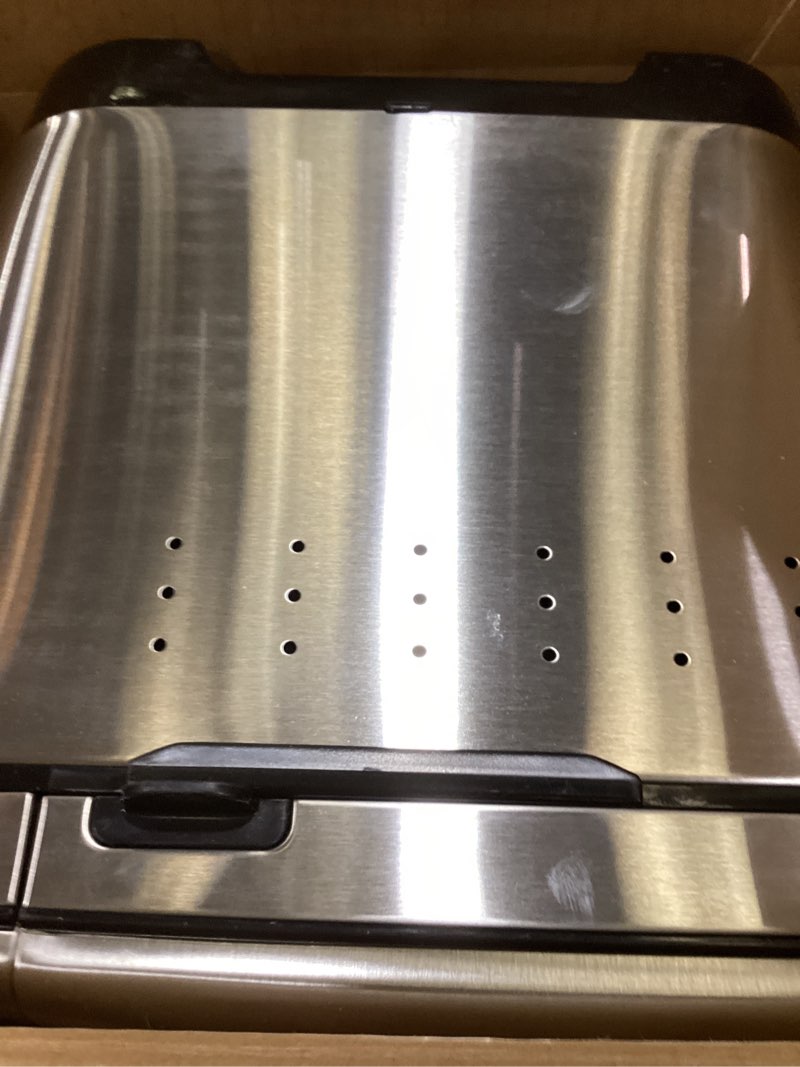 Condition photo showing As Is for Cuisinart Bread Maker Machine, Stainless Steel Automatic Bread Machine with 12 Menu Options, 3 Loaf Sizes up to 2 Lb., 3 Crust Colors, Removable Nonstick Baking Pan & Kneading Paddle, CBK-110NAS Compact Machine