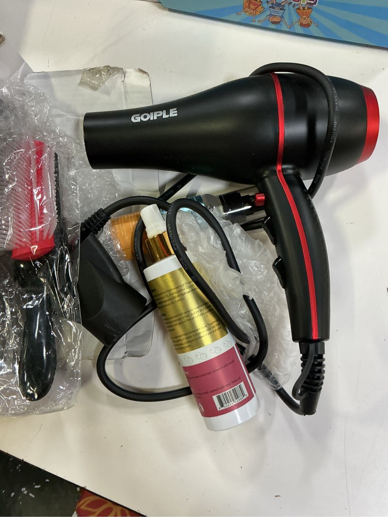 Condition photo showing As Is for 21pcs professional hair dryer kit - ionic, lightweight, low noise, constant temperature, 1800w blow dryer for women and men - includes hair dryer, nozzles, and accessories set 21 count