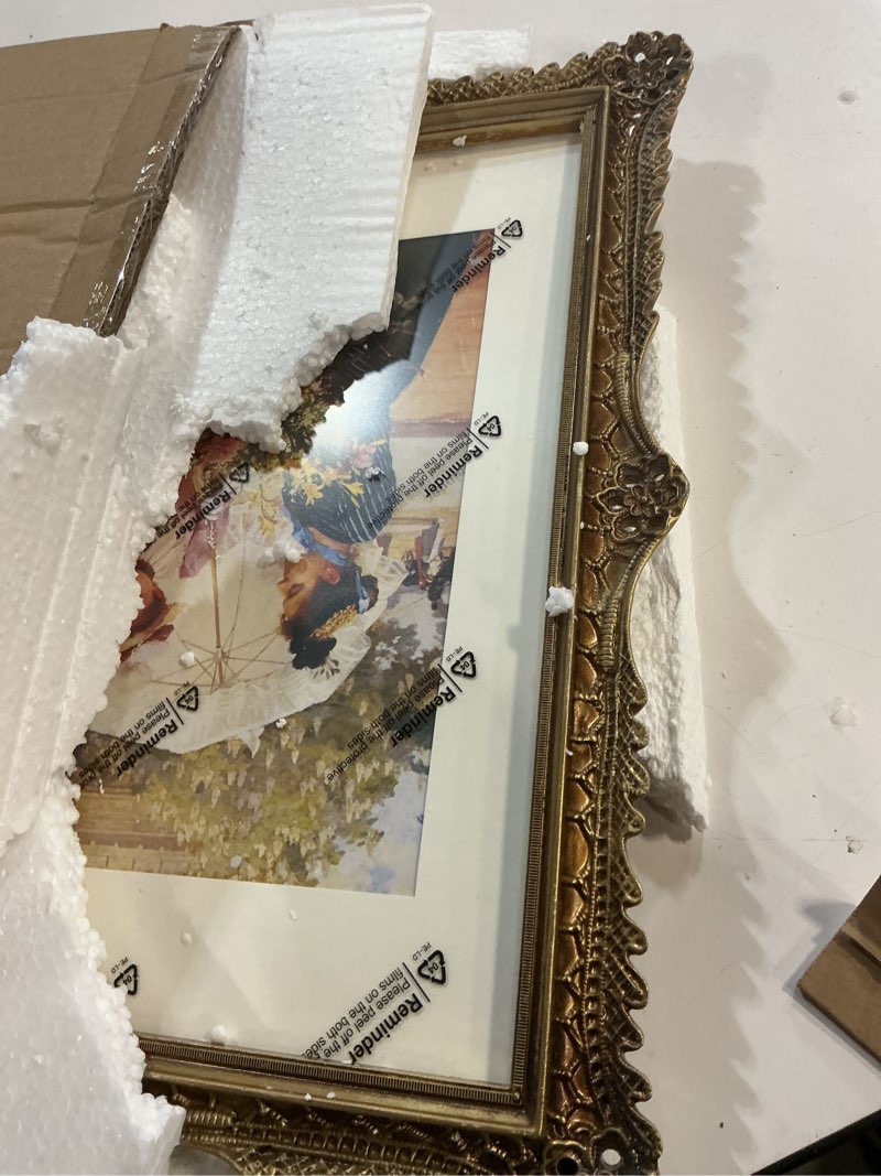 Condition photo showing Good Condition for SIMON'S SHOP 11x14 Frame with Mat for 8x10 Picture, Wall and Tabletop Picture Frames, Poster Frame 11x14, French Style Home Decor (Gold) 11x14 Gold