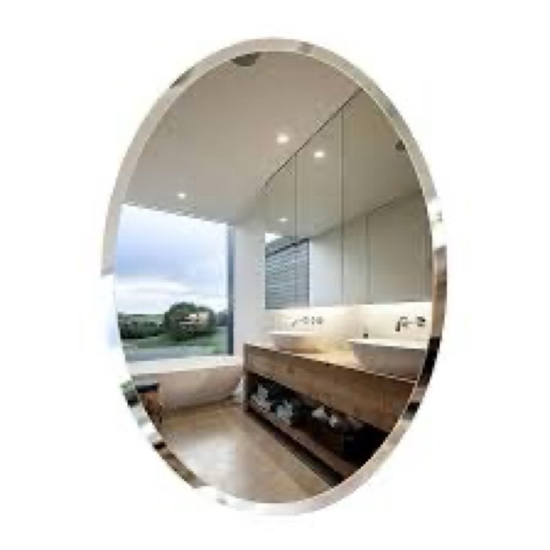 VocalStar Frameless Oval Mirror, 18" x 26" Bathroom Wall Mirror with Beveled Edge, Modern Decorative