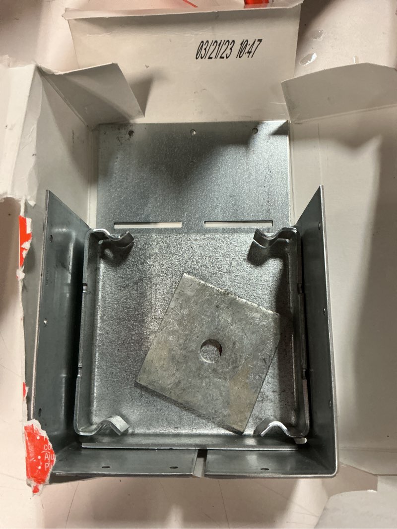 Condition photo showing As Is for Simpson Strong-Tie ZMax 3 in. H x 5.5 in. W 12 Ga. Steel Post Base