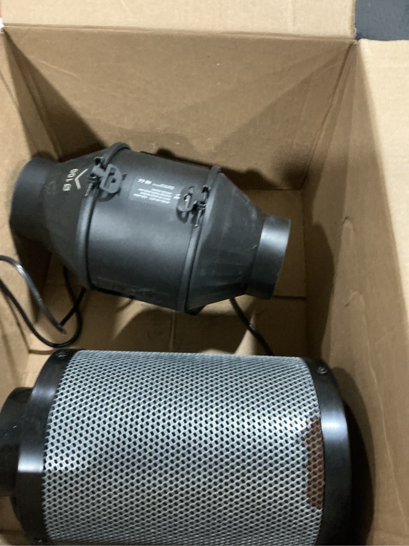 Condition photo showing As Is for VIVOSUN Smart Air Filtration PRO T4 Kit 4", AeroZesh T4 Inline Duct Fan w/GrowHub E42A Temp. Humidity WiFi-Controller, Carbon Filter & Ducting, Cooling & Ventilation System for Grow Tent, Hydroponics 4 Inch Pro-T Series