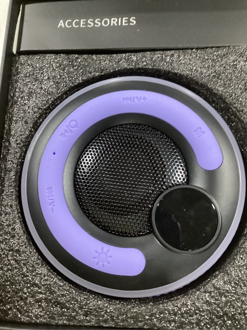 Condition photo showing New/Like New for Bluetooth Speaker, Shower Speaker Stereo Sound, IPX7 Waterproof Speakers, Digital Display Portable Speaker with Suction Cup, LED Light, Small Wireless Speakers for Outdoor Party Beach Bathroom, Black