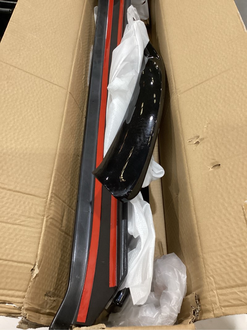Condition photo showing As Is for front bumper lip splitter spoiler fit for mercedes c-class c43/ c300/ c400/ c450/ w205 2015-2018 (sport models only), gloss black 3pcs air chin body kit exterior accessories 2015-2018 w205 sport model