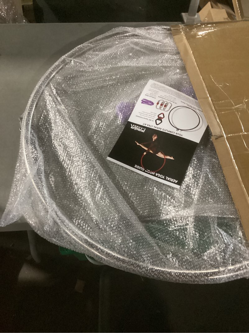 Condition photo showing Good Condition for prior fitness aerial lyra hoop set for adults suspension professional ring fitness stainless steel single point aerial hoop equipment kit(tube dia:25mm and 32mm) silver hoop dia: 80cm-tube dia:25mm