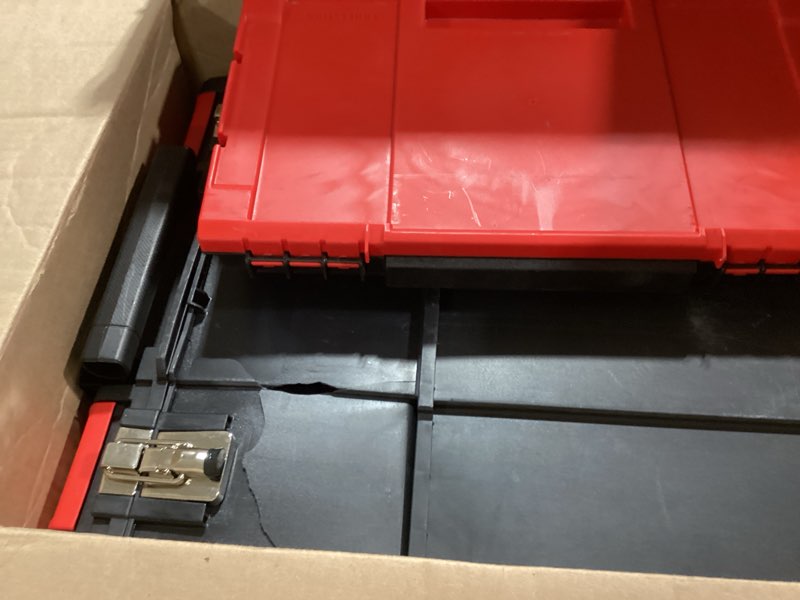 Condition photo showing As Is for craftsman 19-in. 3-in-1 rolling tool box with wheels, red, plastic, lockable (cmst18614)