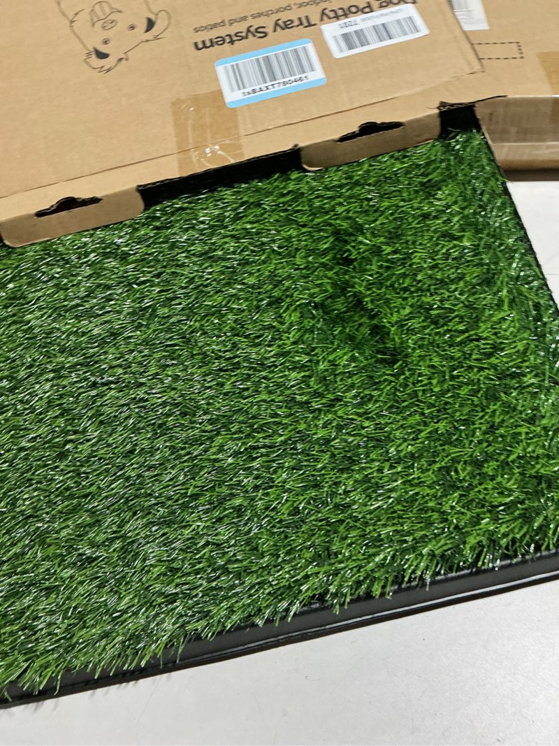 Condition photo showing Good Condition for LOOBANI Dog Grass Pad with Tray - Dog Litter Box - Indoor Potty for Apartment and Patio Training - with 2 Packs Grass Pee Pads for Replacement, 16×20 Inch Tray Potty 16*20inch