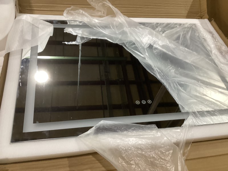 Condition photo showing Good Condition for fennio vanity mirror with lights 32"x22", lighted makeup mirror, large vanity mirror, touch sensor with 3-color lighting, usb charging port for vanity desk?square white? white 22.5"l x 31.5"w