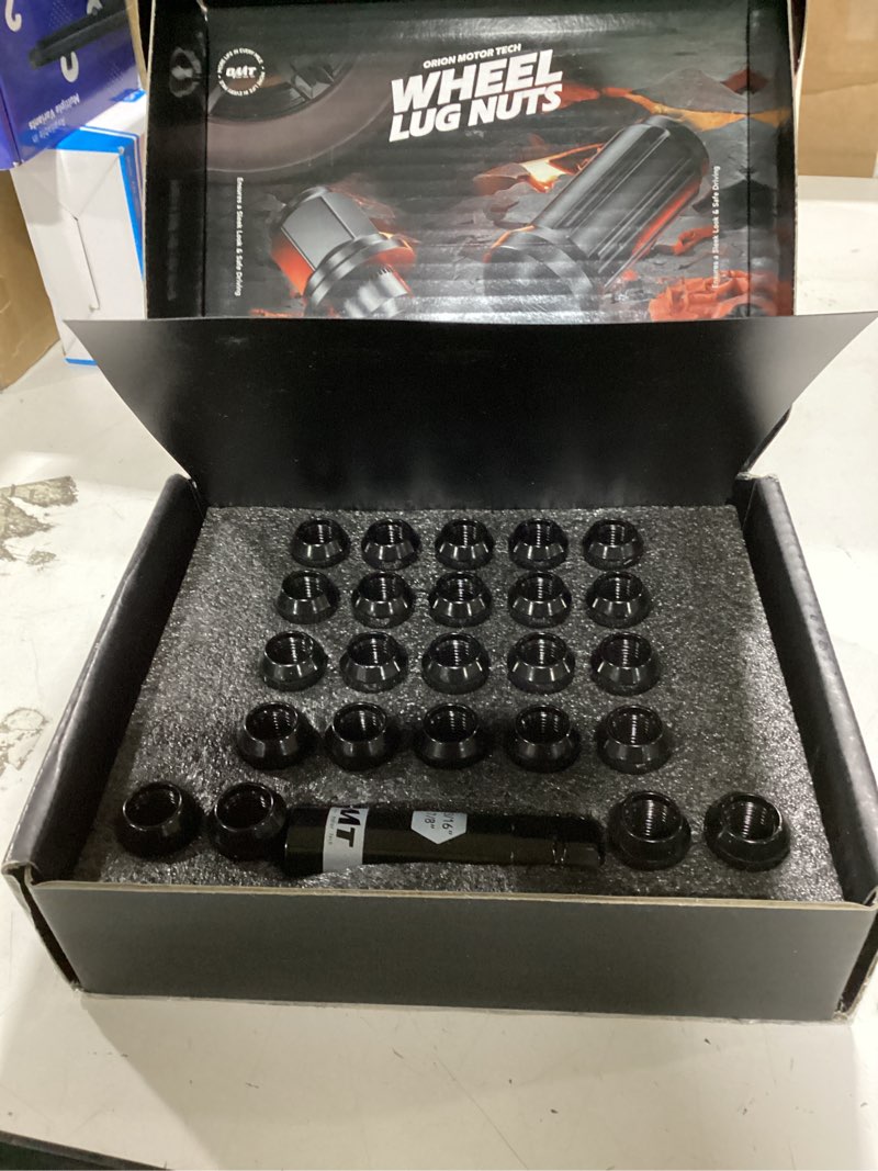 Condition photo showing New/Like New for orion motor tech m14x1.5 lug nuts black with spline tuner, 2 inches length conical wheel nut, compatible with chevy gmc ford cadillac lincoln saab saturn silverado 1500 savana, set of 24 m14x1.5 24pcs spline tuner black