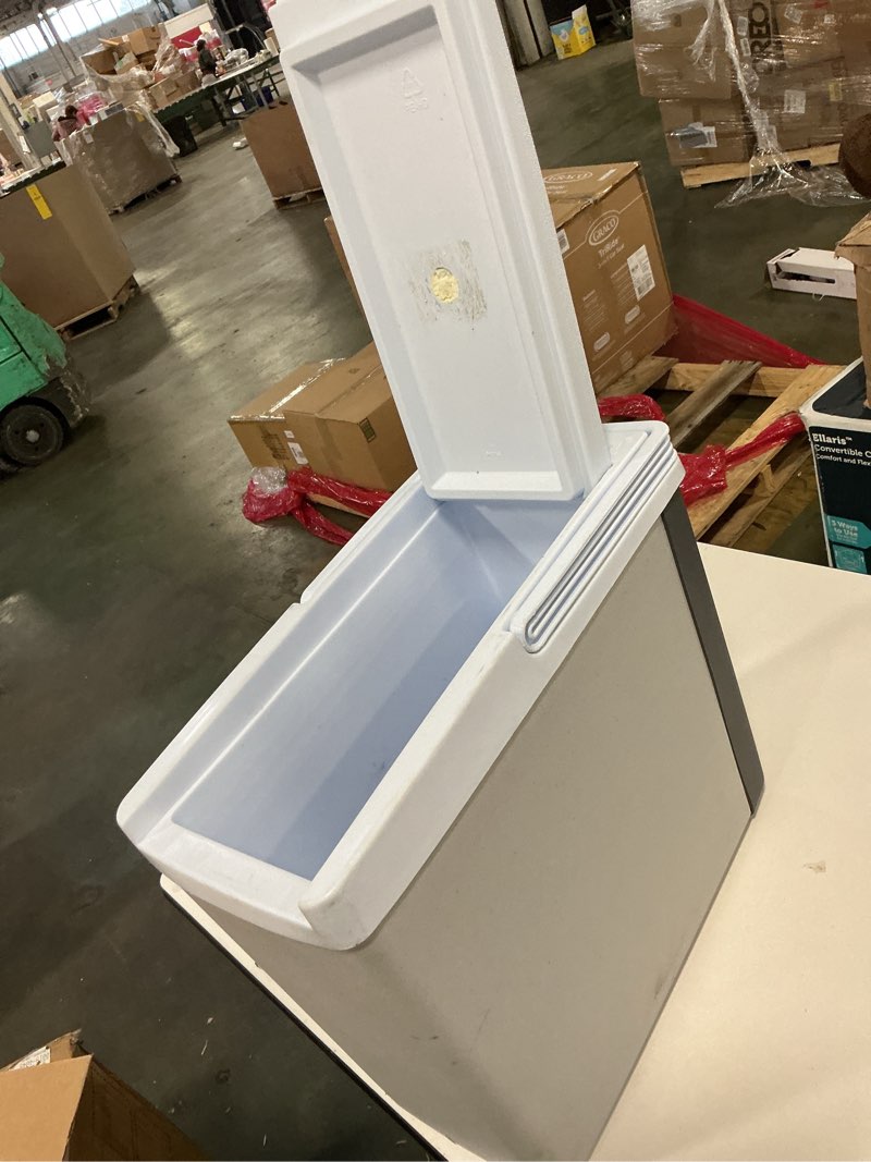 Condition photo showing As Is for Koolatron Portable Cooler - Electric Lunch Cooler for Car, Camping, Travel, 12 V Insulated Hard Sided Refrigerator for Vehicle, Boat, Truck, Warming & Cooling, Cools Drinks,Food for Road Trip, 18 qt