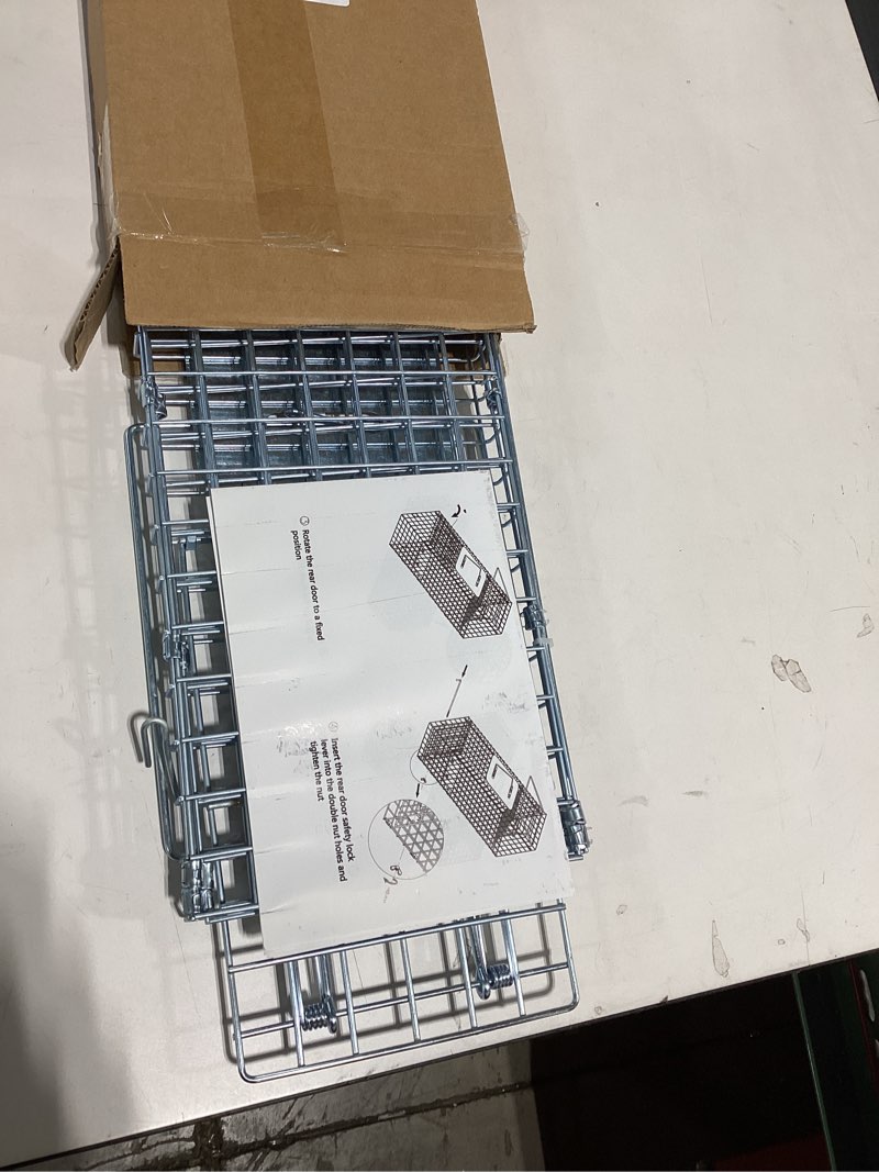 Condition photo showing Good Condition for 24” humane animal trap live animal trap cage for squirrels small stray cats rabbits groundhogs moles gophers and chipmunks up to 5.5 lbs galvanized rustproof live animal cage trap