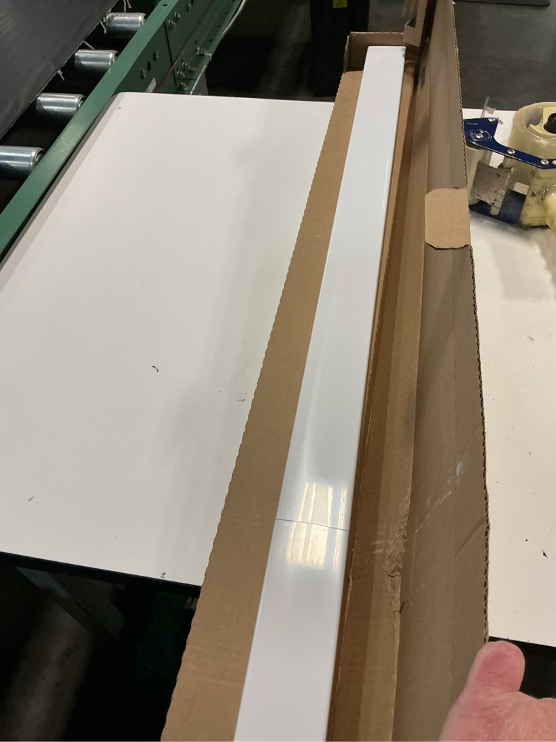 Condition photo showing As Is for project source cultured marble vanity tops 2.37-in h x 49-in l white cultured marble bathroom backsplash
