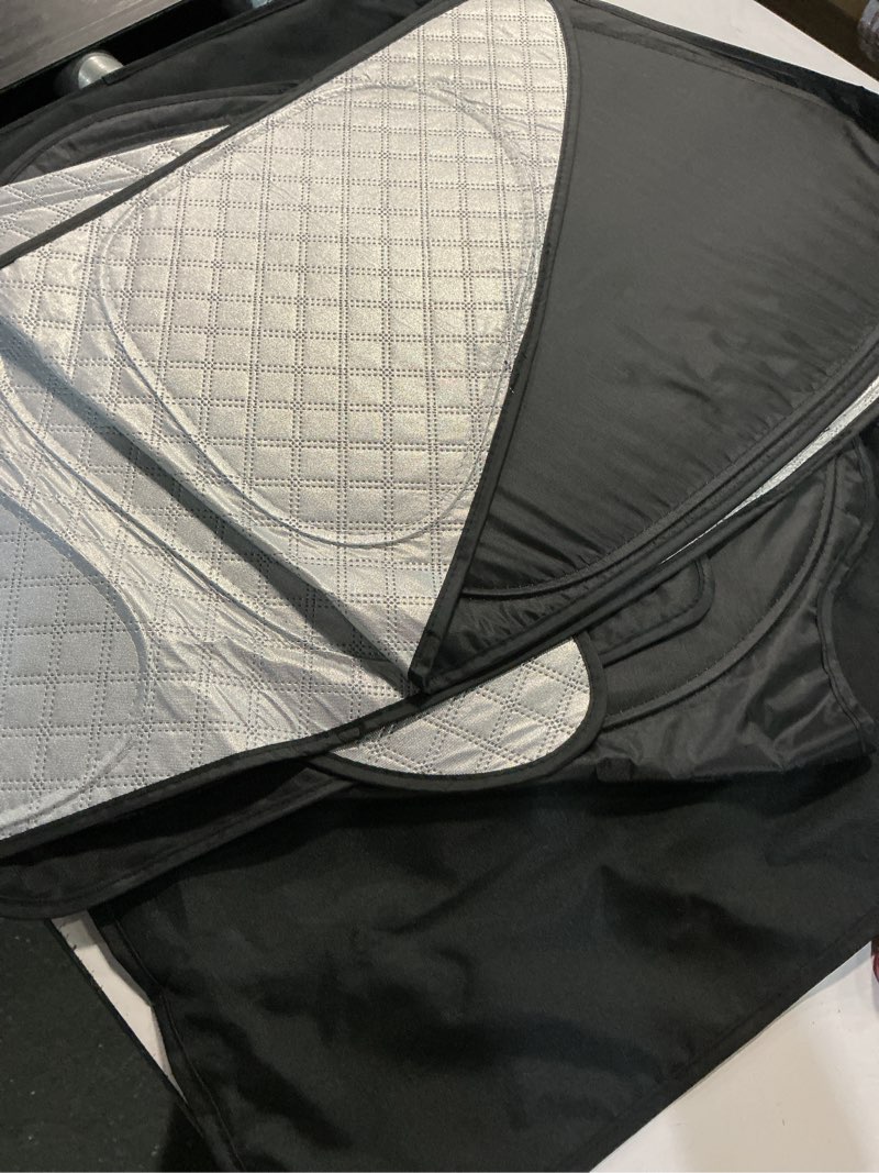 Condition photo showing As Is for bestview windshield sun shade compatible with gmc sierra 1500 2500 3500 2014 2015 2016 2017 2018, foldable reflective sun visor protector, upgraded 5 layers 240t material for gmc sierra 2014-2018 - 5 layer