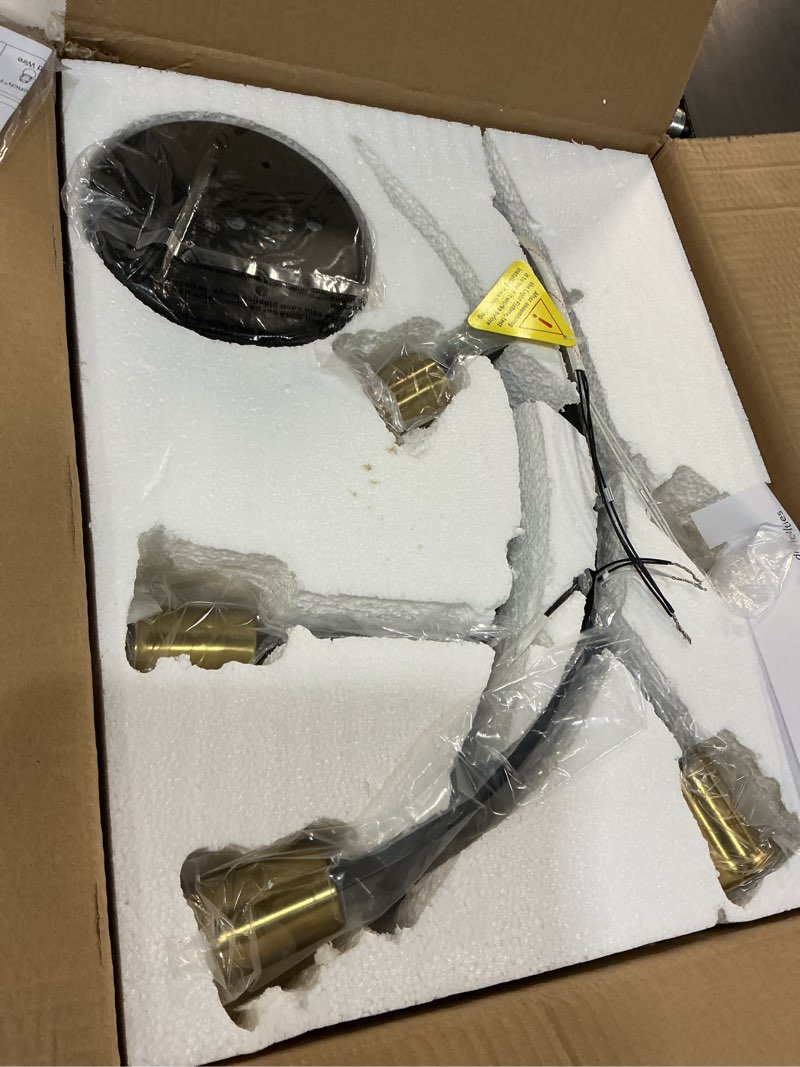 Condition photo showing Good Condition for modern sputnik semi flush mount ceiling light fixture black and gold,5-lights mid century sputnik chandelier for dining room,kitchen,hallway,laundry room,bedroom(bulbs not included) 5-lights black and gold