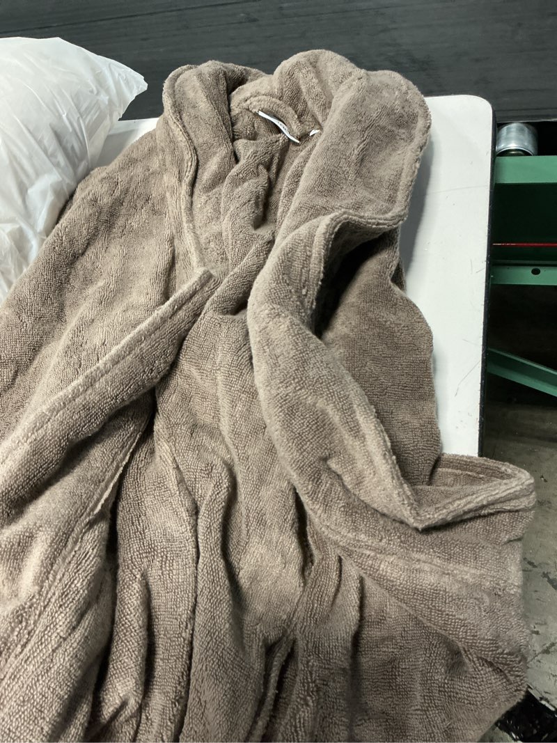 Condition photo showing Good Condition for turkish cotton terry robe, xs, heather brown