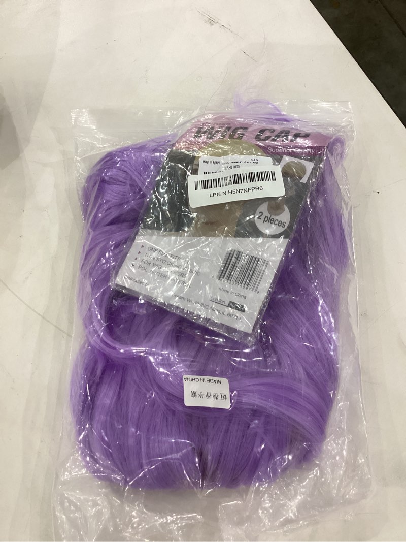 eNilecor Lavender Purple Wig Short Colorful colored Curly Wavy Synthetic Bob Wigs with Air Bangs 14"