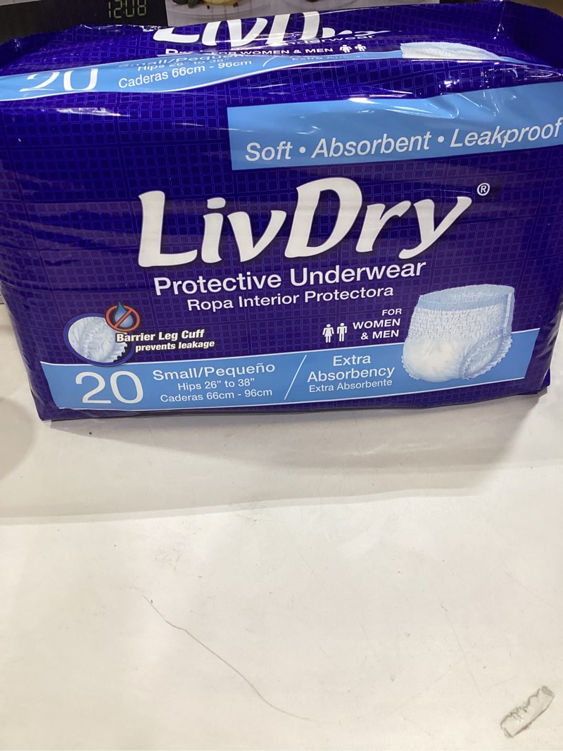 Condition photo showing Good Condition for livdry adult incontinence underwear, extra absorbency adult diapers, leak protection, small, 20-pack small (20 count)