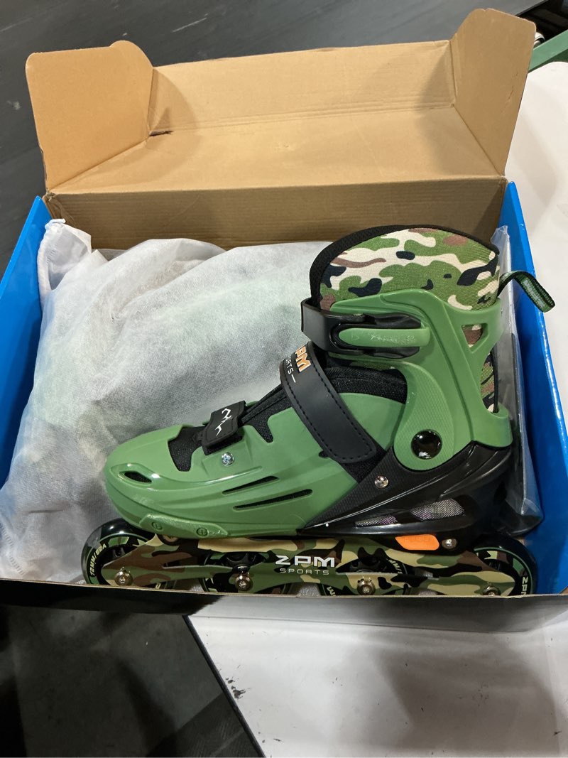 Condition photo showing Good Condition for 2pm sports inline skates for kids boys girls ages 5-8 8-12 3-5 4-8 6-12 with light up wheels, adjustable children's roller skates blades for toddler beginner youth indoor outdoor green large - youth