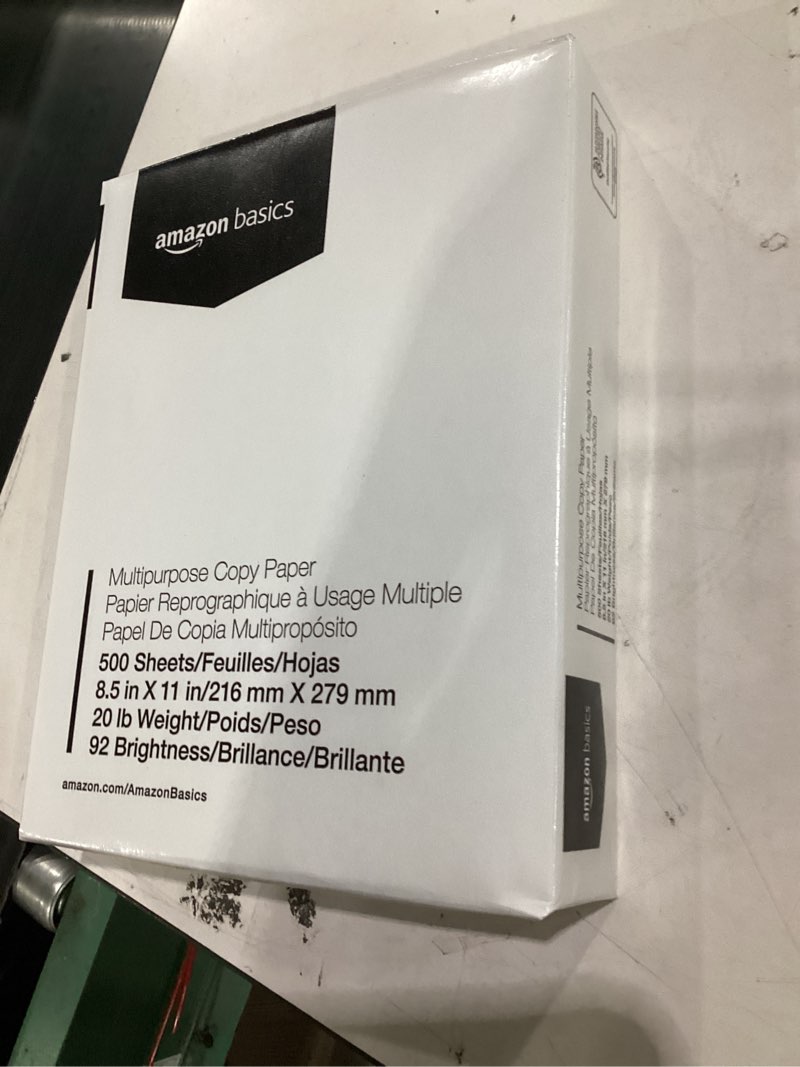 Condition photo showing New/Like New for amazon basics multipurpose copy printer paper, 8.5 x 11 inches, 20 lb, 92 bright, white, 1 ream (500 sheets), jam-free 1 ream | 500 sheets letter (8.5x11)