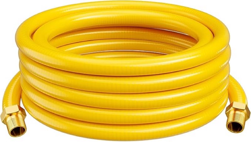 Natural Gas Line,33FT  1/2'' Propane Gas Line Hose with Brass Nut,Temperature, Pressure and Corrosion Resistant CSST Corrugated Stainless Steel Tubing Pipe Kit 1/2'' 70FT