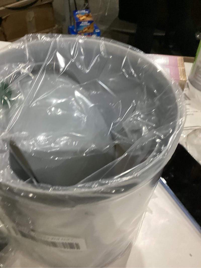 Condition photo showing As Is for Umbra 1.25 Gallon Mini Waste Can with Removable Swing-Top Lid - Small Garbage Bin for Kitchen, Bathroom, Bedroom, Office - Compact Trash Can Fit Under Tables & Counters - Steel Blue