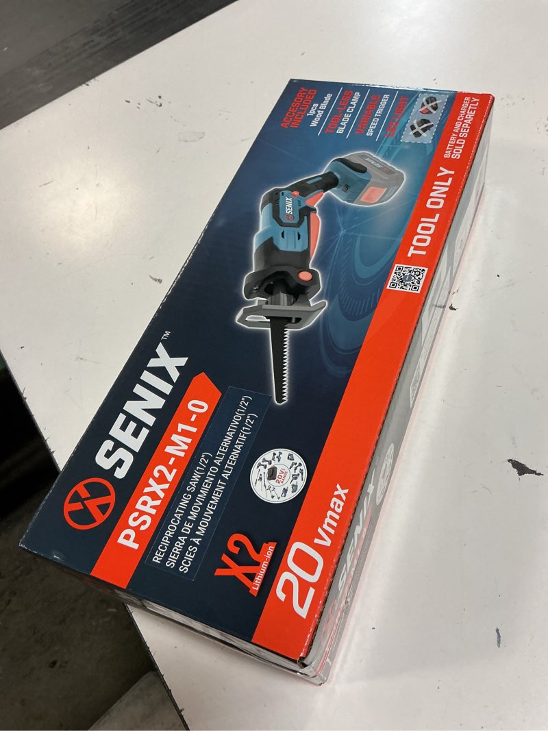 Condition photo showing New/Like New for senix x2 20-volt variable brushless cordless reciprocating saw (battery and charger not included)