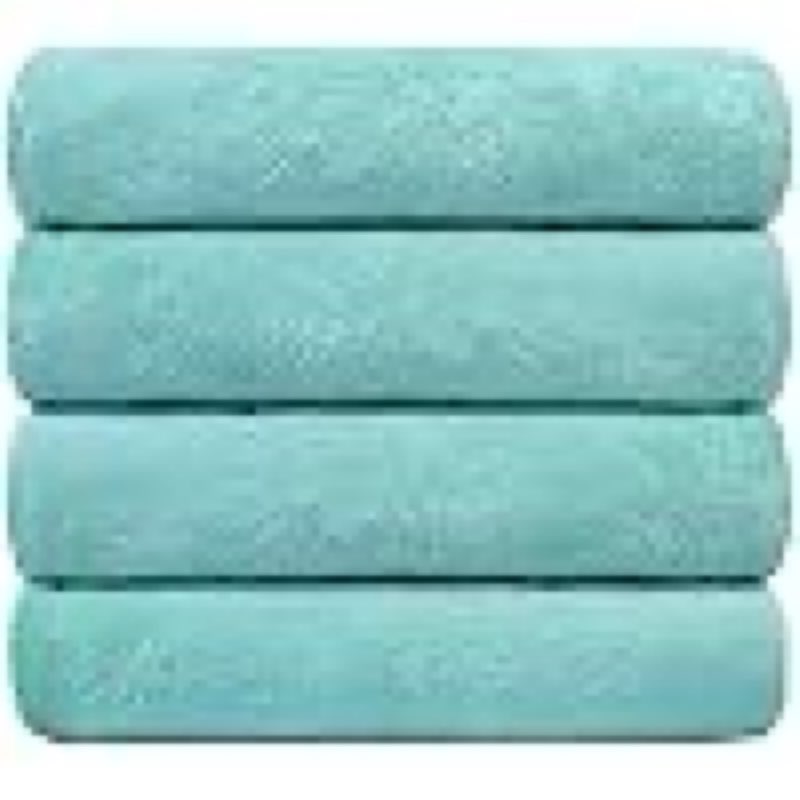 JML Microfiber Bath Towels, Bath Towel 4 Pack(30" x 60"), Oversized, Soft, Super Absortbent and Fast Drying, Multipurpose Use for Sports, Fitness, Yoga, Green-Floral Embossed