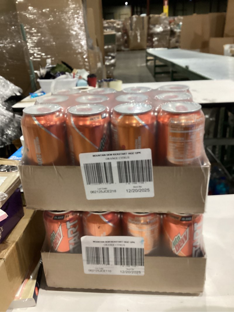 Condition photo showing New/Like New for Mountain Dew Kickstart, Orange Citrus, 92mg Caffeine, Vitamins B & C, 80 Calories, 5% Juice, 16 Fl Oz (Pack of 12) Orange Citrus 16 Fl Oz (Pack of 12)