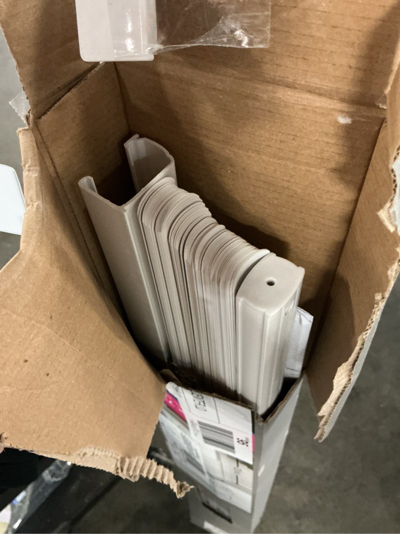 Condition photo showing As Is for mainstays 1" cordless room darkening vinyl blinds, white, 35" width x 72" length