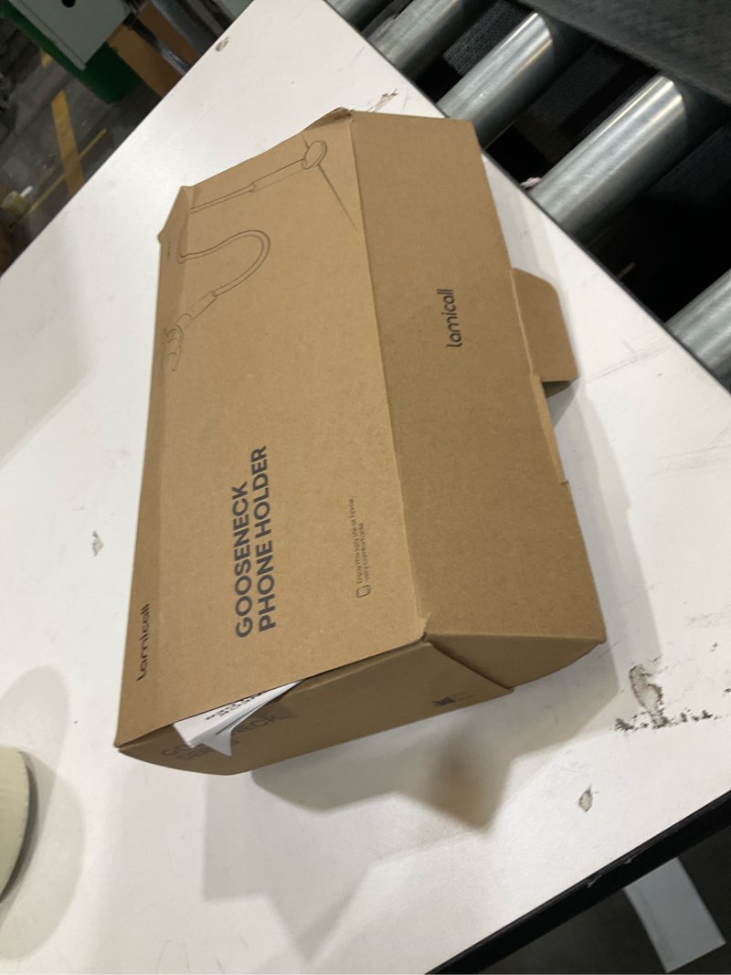 Condition photo showing As Is for Lamicall Gooseneck Phone Holder Bed - [Nylon Braided] Flexible Arm, 38inch Overall Length, 360 Adjustable Clamp Clip, Overhead Cell Phone Mount Stand for Bed, Desk, 4-7” Cellphone, Gifts Black