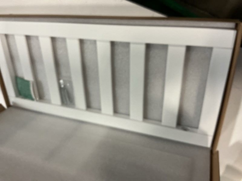 Condition photo showing Good Condition for toddler safe guardrail compatible with delta children convertible crib, crib rail for prevent toddler from rolling off the bed, white