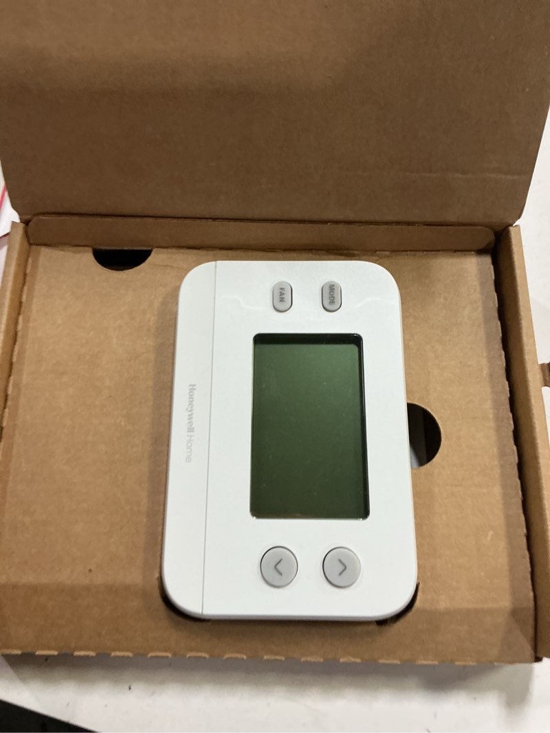 Condition photo showing Good Condition for New! Honeywell Home Non-Programmable Thermostat, Single-Stage, 1 Heat/1 Cool Compatibility, X1N, White