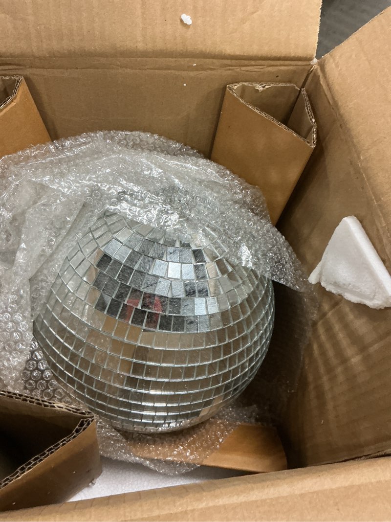 Condition photo showing Good Condition for Boshen 10" Disco Mirror Ball with Hanging Ring Silver Party Disco Ball Light for Party Xmas DJ Stage Lighting Effect 10"/1pack