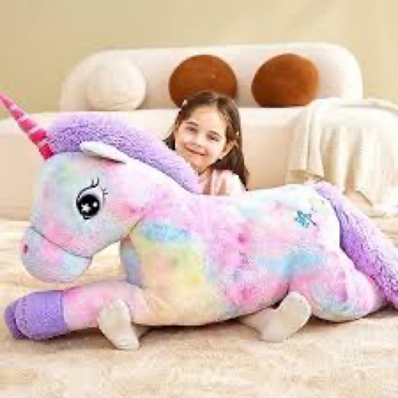 IKASA Giant Unicorn Stuffed Animal Plush Toy,Large Cute Jumbo Soft Toys,Huge Big Size Plushy Fluffy Fat Oversized Plushie,Gifts for Kids Girls Boys Girlfriend (Multicolored, 43 inches)