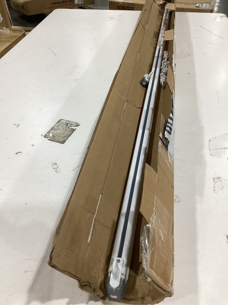 Condition photo showing As Is for solokos telescopic ceiling mount curtain track system 51 to 94 inch adjustable room divider track set (51-94") white