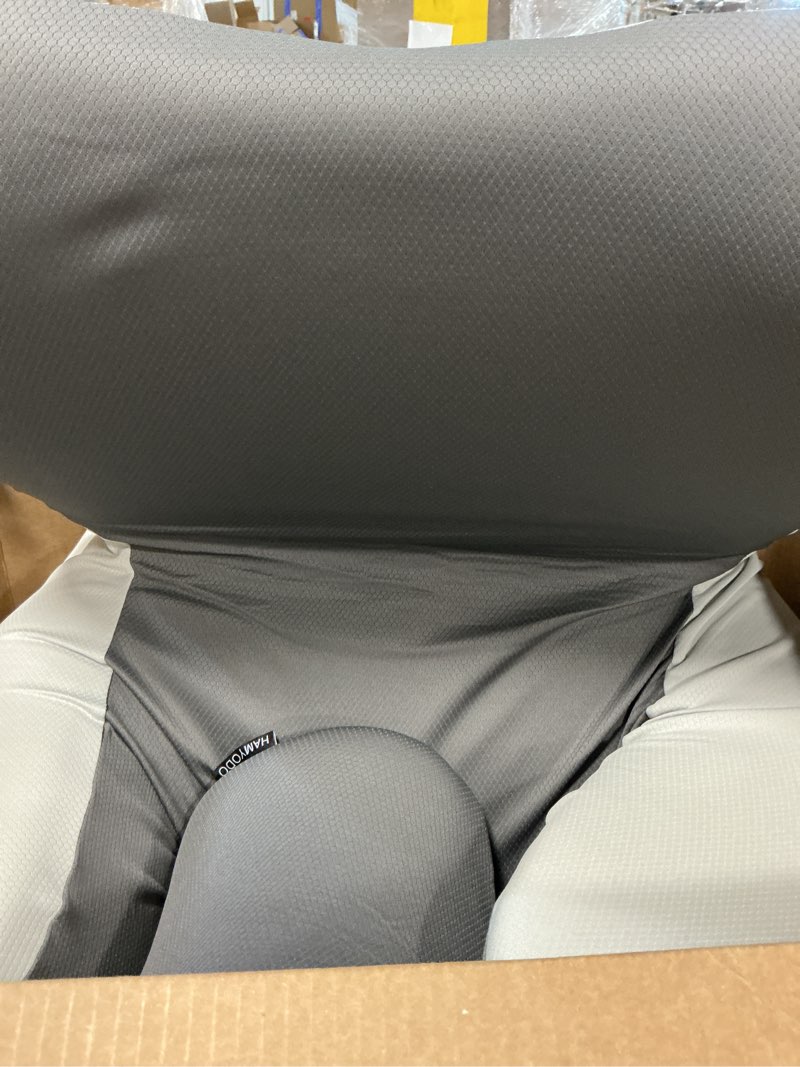 Condition photo showing Good Condition for reading pillow for sitting in bed, 22”h bed rest pillows with arms, back pillows for sitting up, ergonomic lumbar support cushion for reclining, gaming, work, resting, watching tv, (grey&darkgrey)
