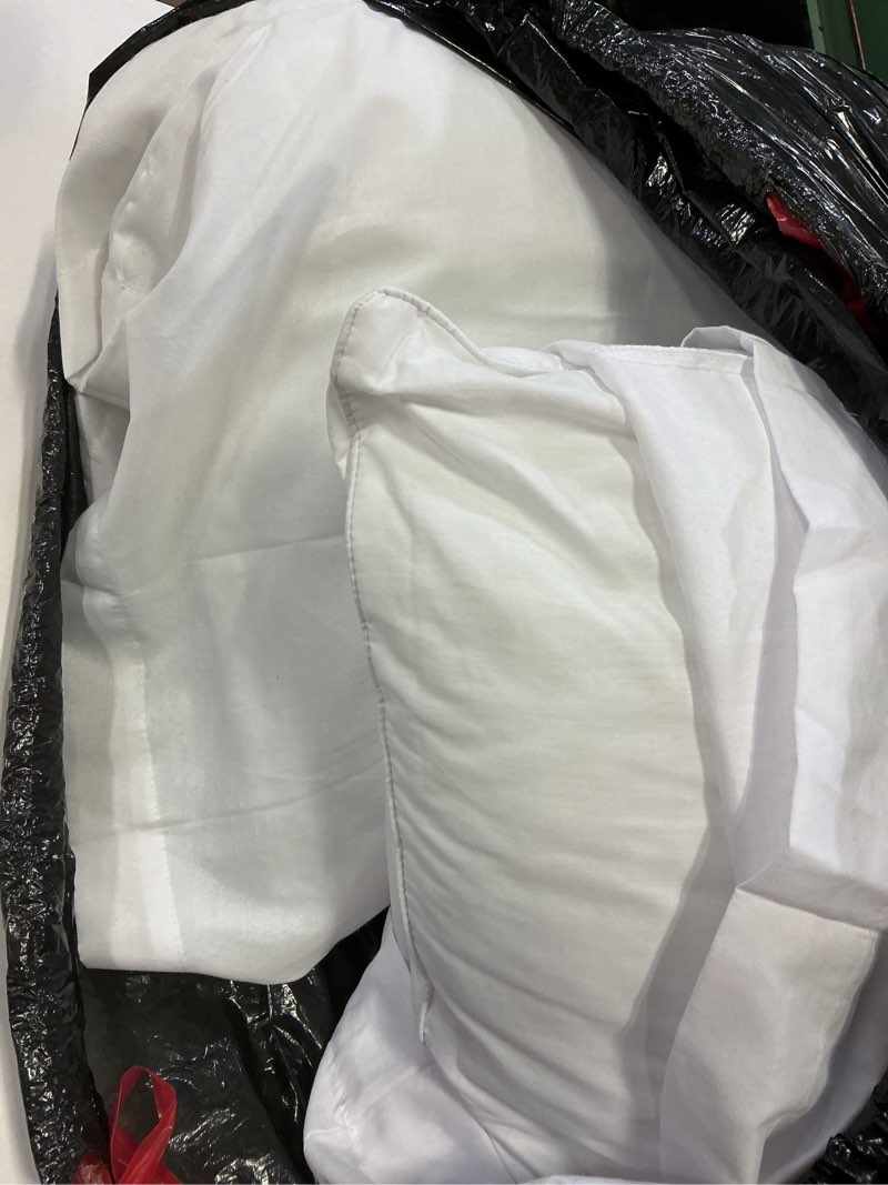 Condition photo showing Good Condition for Digital Decor Premium Hotel Pillows, Made in USA Hypoallergenic Down?Free Pillows with 100% Cotton Cover, Medium Firm Support for All Sleepers, Includes 2 Free Pillowcases, Set of 2, Standard 20"x26"