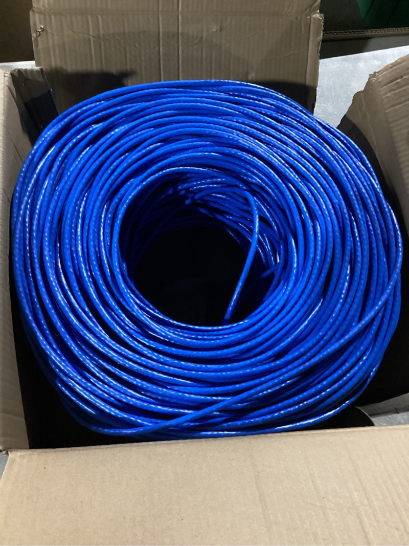 Condition photo showing Good Condition for | Heavy-Duty CAT6 Plenum Cable 1000ft | UTP, 23AWG, 550MHz | DSX-8000 Certified | Stable & Remarkable Performance (Blue)