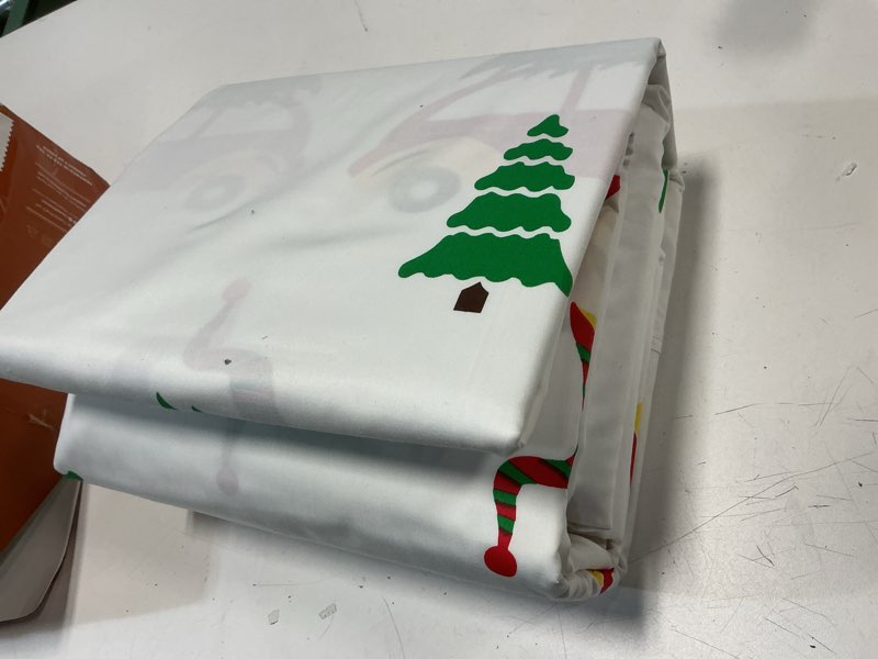 Condition photo showing As Is for TEXAS LINEN CO. Luxury Egyptian Cotton California King Printed Sheet Set, 600 Thread Count Extra Long Staple 4 PC Set, Cal King Winter Wonderland Sheets, Soft, Cooling Sheets Upto 18 in Deep Pocket California King Winter Wonderland