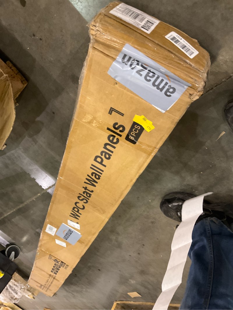 Condition photo showing As Is for WPC Slat Wall Panels 8 Pack 96" x 8.2", Waterproof Fluted Wall Paneling, Accent 3D Wall Panel for Wall Decor, Bathroom, Bedroom, Office - Widen Low Grille Black (Cover Approx.44 sq.ft) 96 x 8.2 inch Black