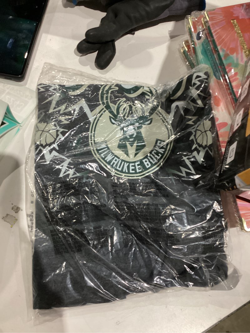 Condition photo showing New/Like New for Blue 84 NBA Unisex-Adult NBA Officially Licensed T-Shirt Heathered Alternate Color Basketball Milwaukee Bucks Small Alternate Color