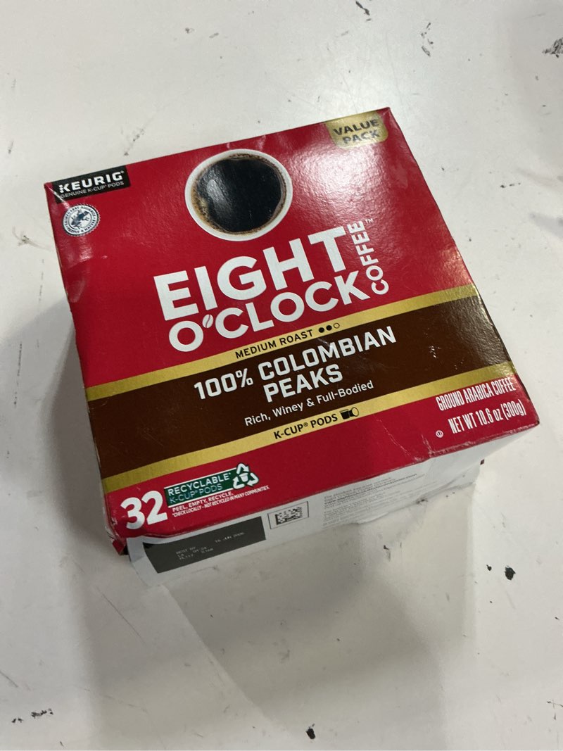 Condition photo showing New/Like New for (best by:16/jun/2026)eight o'clock coffee colombian peaks single-serve keurig k-cup pods, medium roast coffee pods, 32 count colombian peaks 32 count (pack of 1)