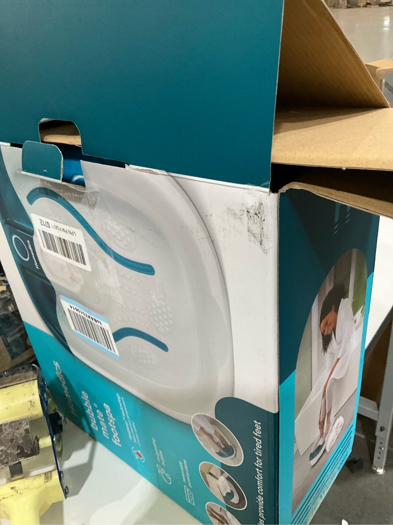 Condition photo showing As Is for Homedics Bubble Mate Foot Spa, Toe Touch Controlled Foot Bath with Invigorating Bubbles and Splash Proof, Raised Massage Nodes and Removable Pumice Stone