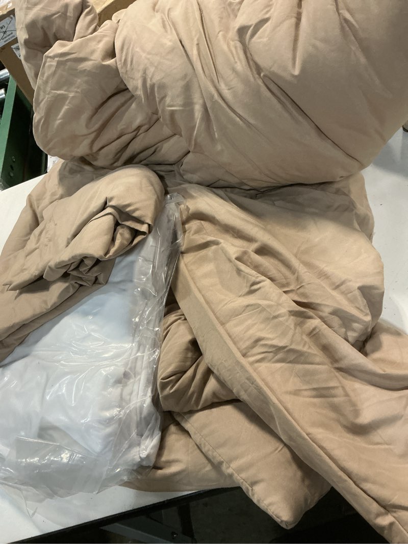 Condition photo showing Good Condition for weigelia queen comforter set taupe comforter set 7 pieces bed comforter set with fitted sheets, flat sheets, pillow shams and pillowcases for all season queen taupe