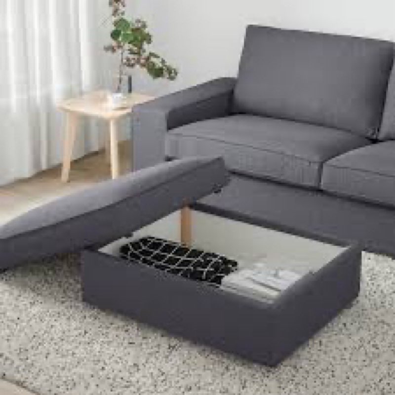 KIVIK ottoman with storage, Gunnared medium gray - I