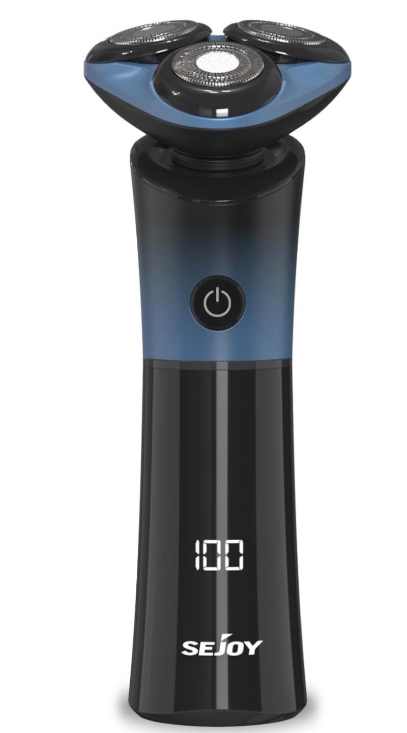Sejoy Electric Shavers Men Rechargeable, Magnetic Head with Quick Release Blade, Self-Sharpening, IPX6, Long Life Electric Razors for Men, Skyline, Blue