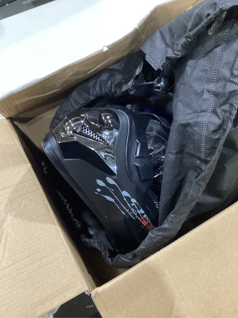 Condition photo showing Good Condition for oumurs adult motocross dirt bike helmet with goggle, gloves & mask - dot/fmvss-218 off-road motorcycle & atv helmet with adjustable sun visor new black skull medium